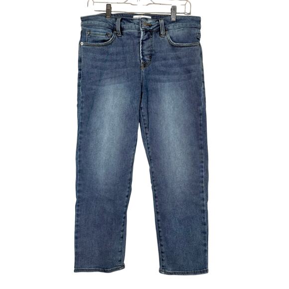 Blanqi Blue Medium Wash Straight Leg Maternity Denim Jeans 10 - Picture 1 of 11